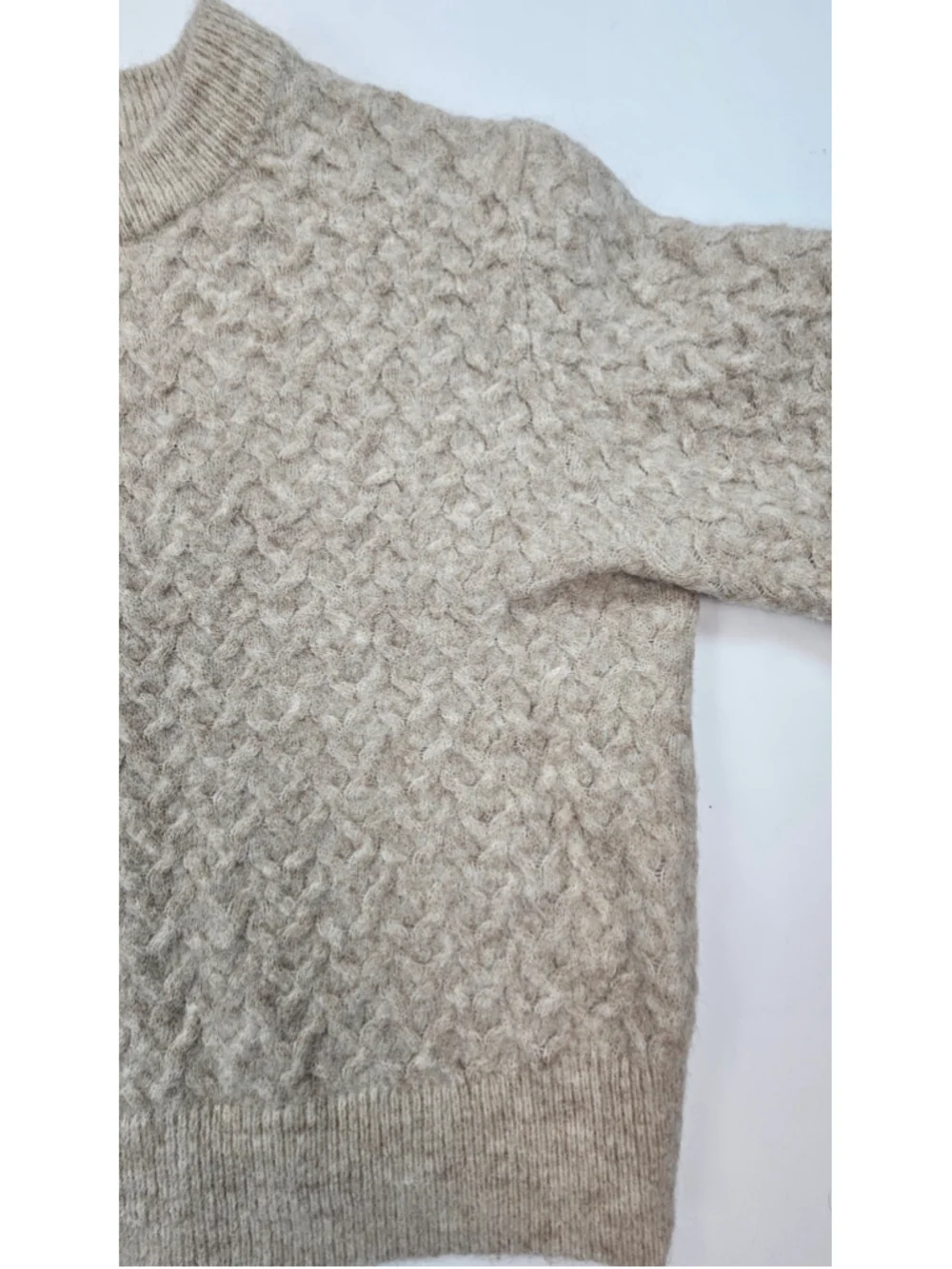 Lululemon Alpaca Wool Blend Crosshatch Sweater Women L Beige Cropped Cable Knit